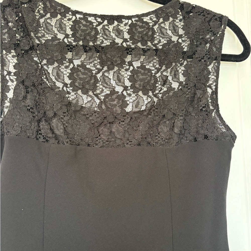 NWT Evan-Picone Women 8P Black Lace Sheath Dress Sleeveless Rhinestone Accent - Picture 5 of 10